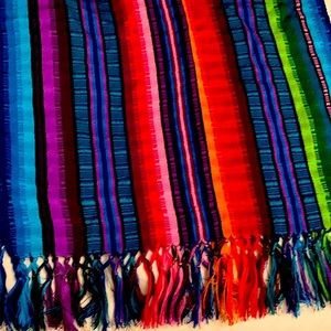 Brightly Colored Guatemalan Scarf, Throw or table runner
